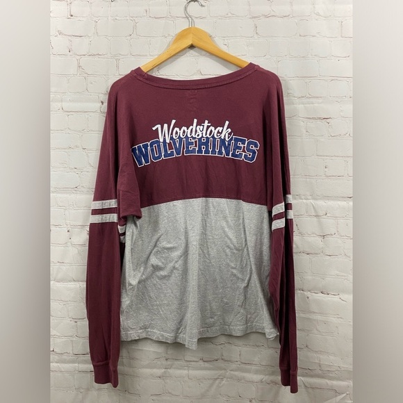 Woodstock Wolverines Spirit Jersey Mens Size Large Maroon & Gray Long Sleeve - Picture 2 of 5